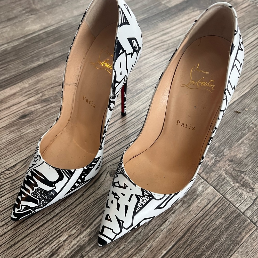 36 1/2 Graffiti Christian Louboutin heels